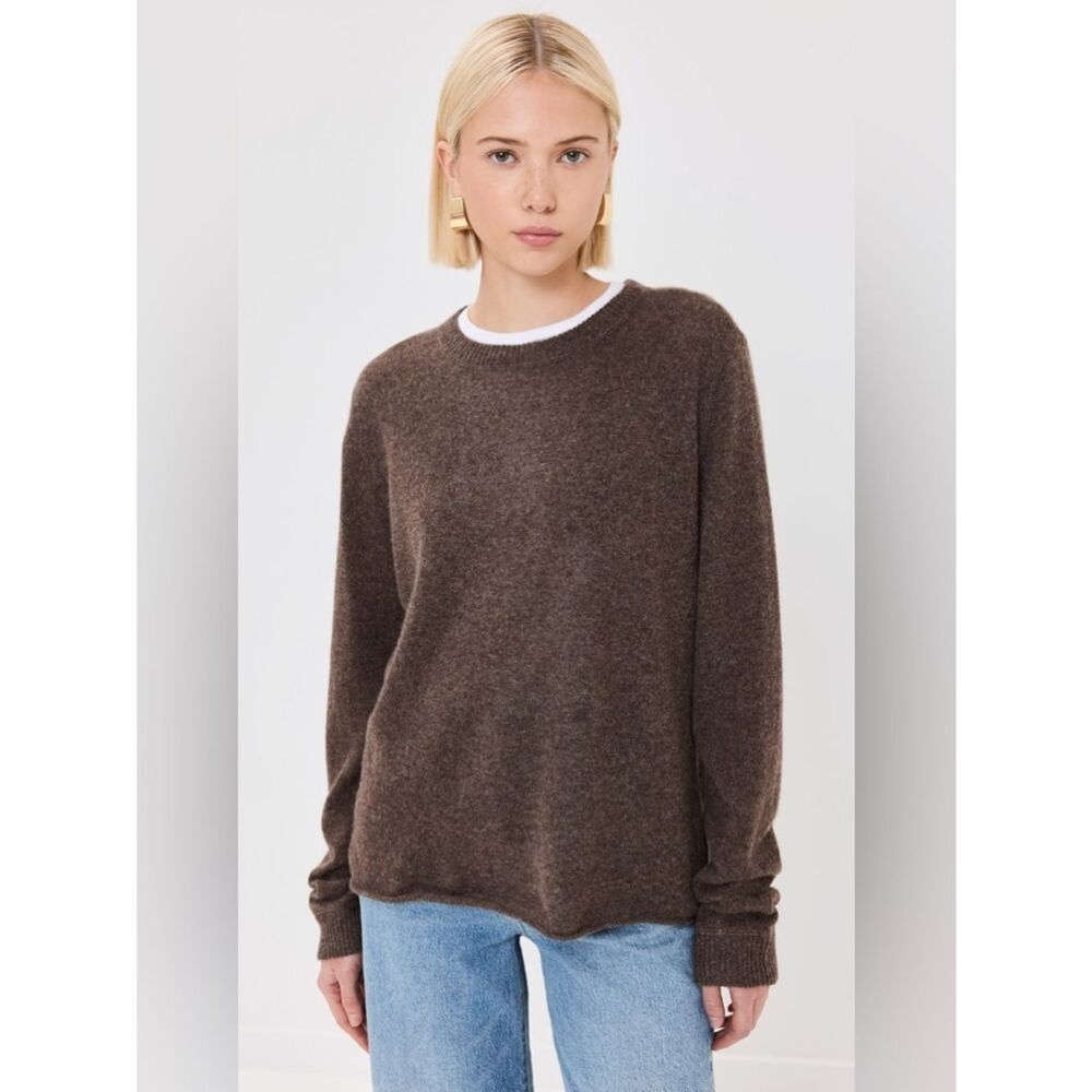 Reformation Cashmere Boyfriend Brown Crewneck Sweater Size Small